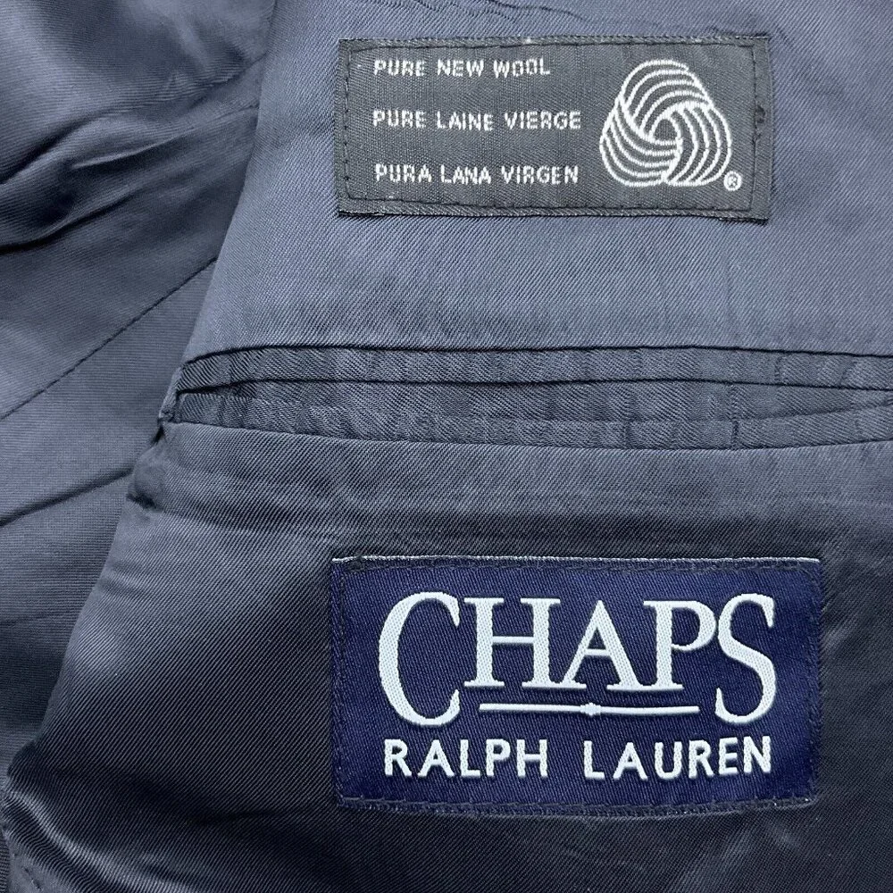 Ralph Lauren Chaps Suit Men 46R Blue Plaid Wool Classic Jacket Union‎ Canada VTG